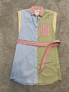 Anthropologie Striped Multicolor Shirt Dress with Belt